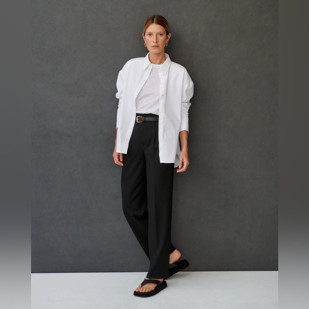 NWT Sessei Oversized White Poplin Button Down Shirt